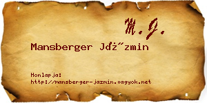 Mansberger Jázmin névjegykártya